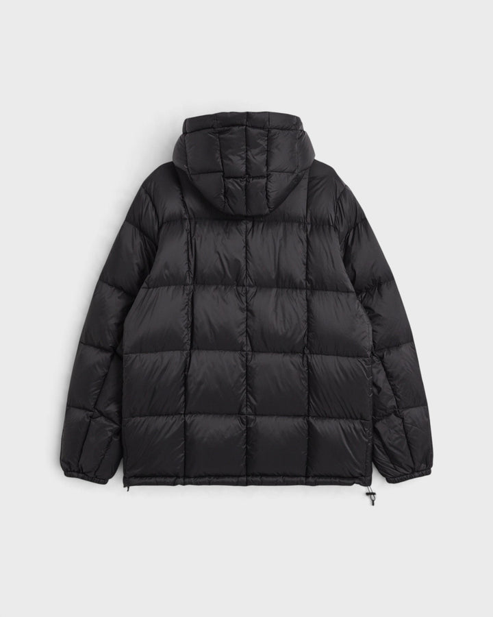 Taion Mountain Hooded Fly-Front Volume Down Jacket Black, dos à plat