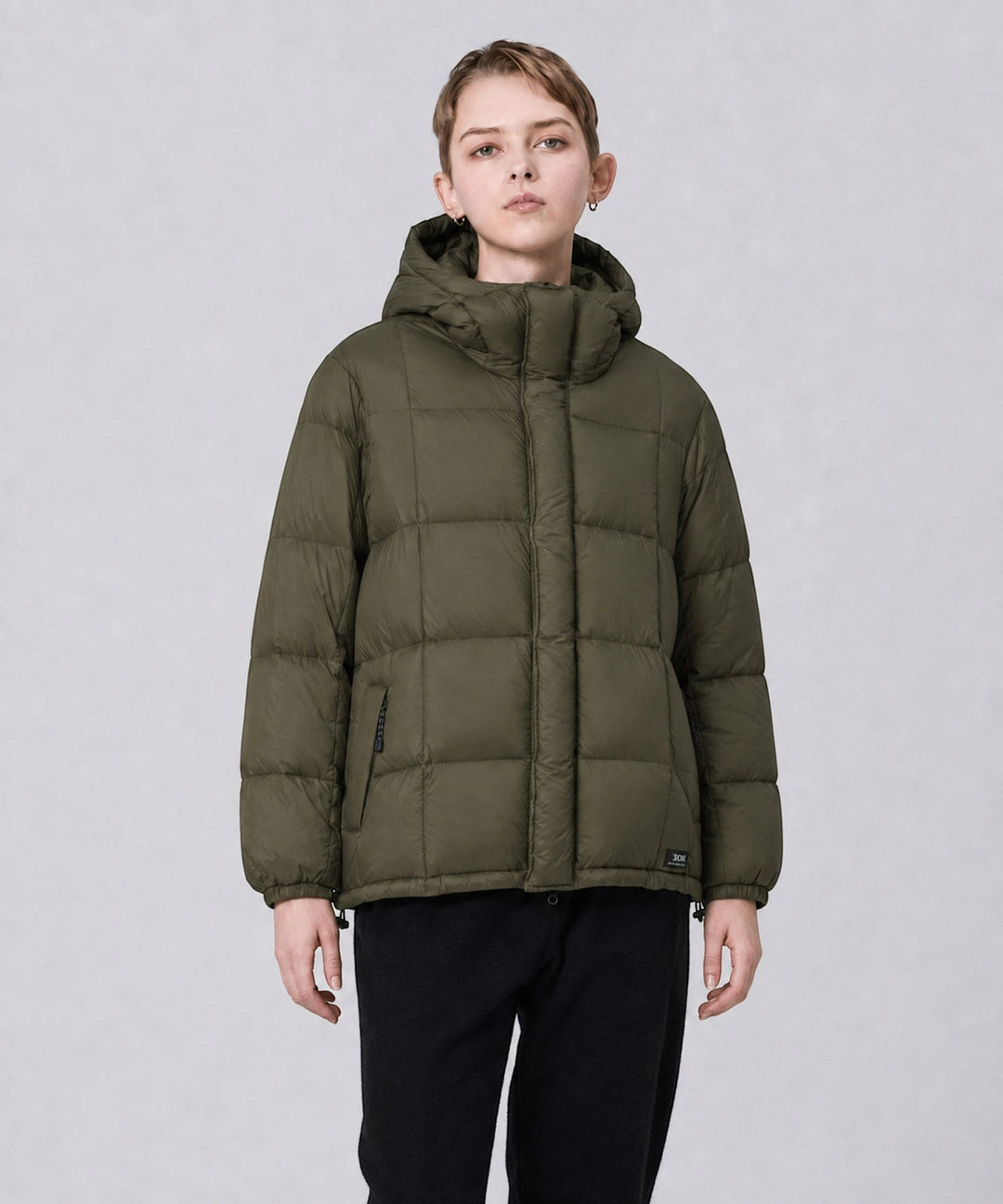Mountain Hooded Fly-Front Volume Down Jacket D.Olive