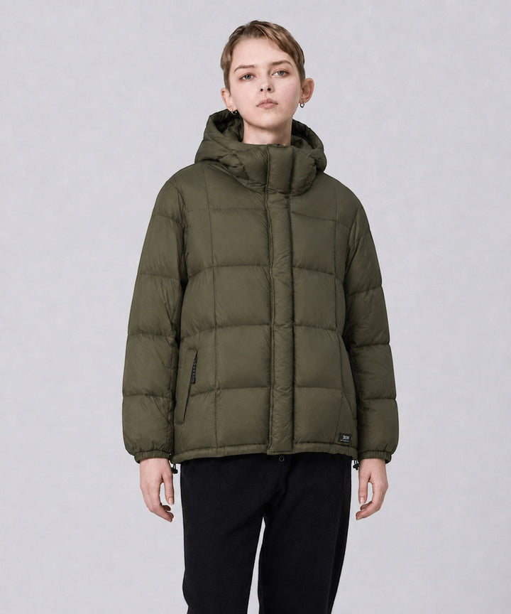 Mountain Hooded Fly-Front Volume Down Jacket D.Olive