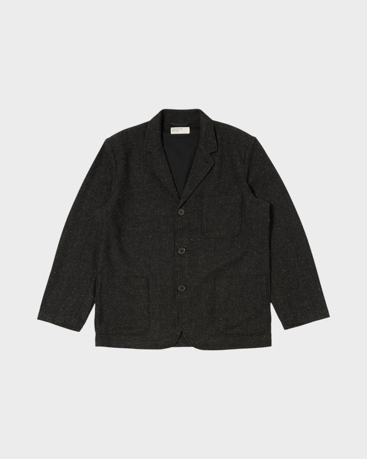 Three Button Jacket Salt N Pepper Tweed Black