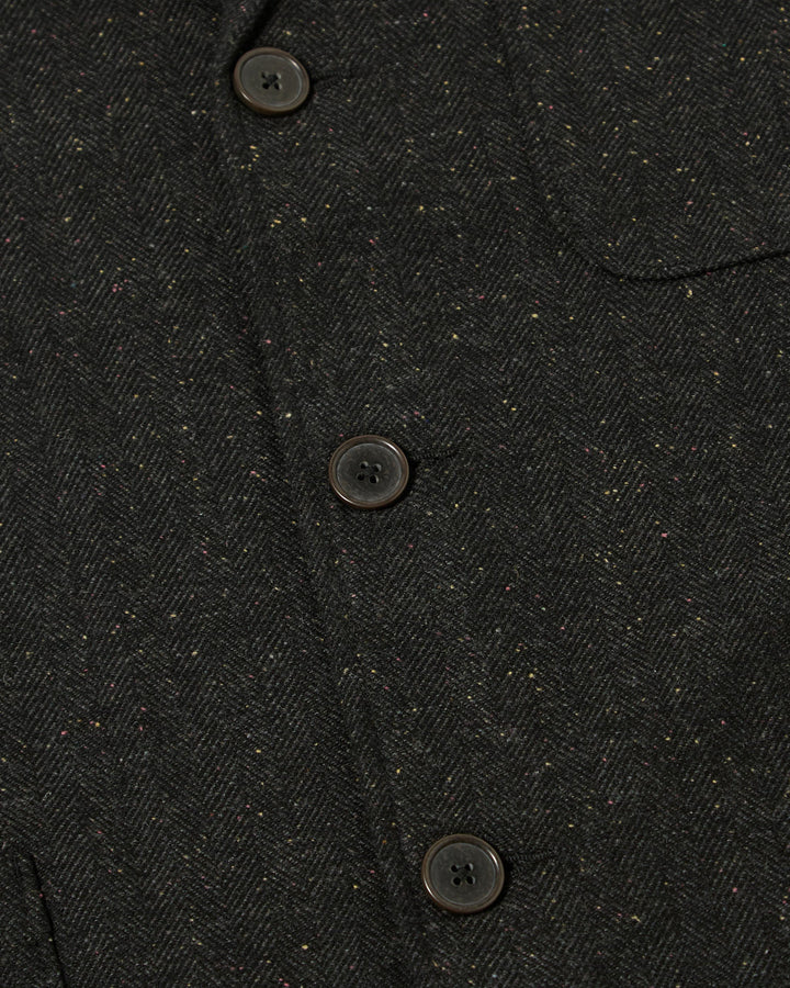 Three Button Jacket Salt N Pepper Tweed Black