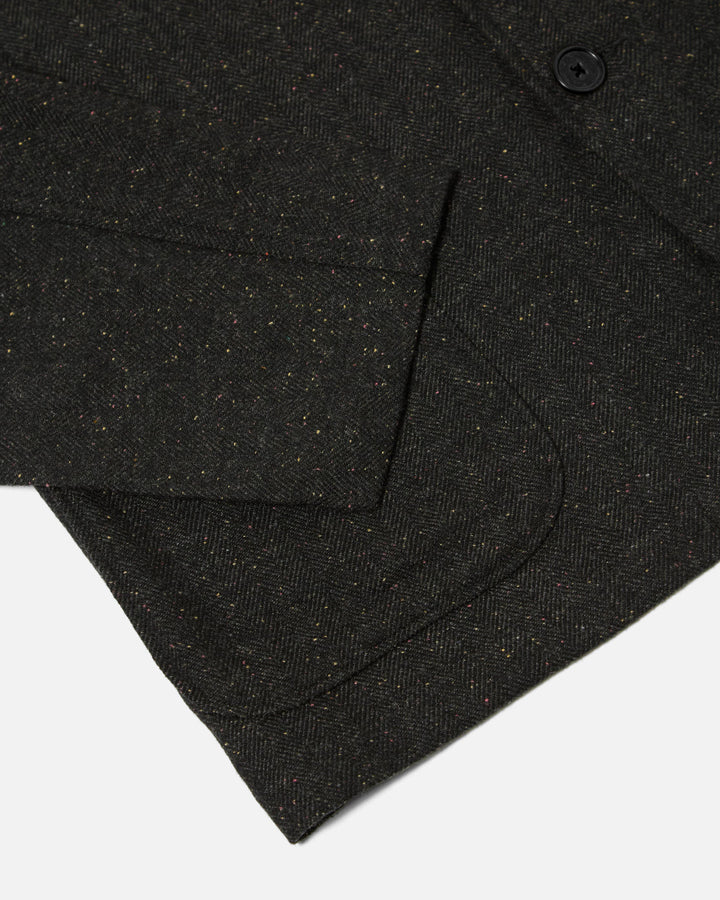 Three Button Jacket Salt N Pepper Tweed Black