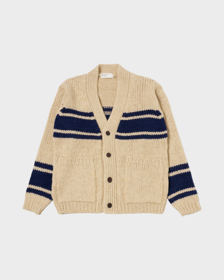 Langdale Cardigan Chunky Knit Stripe Sand