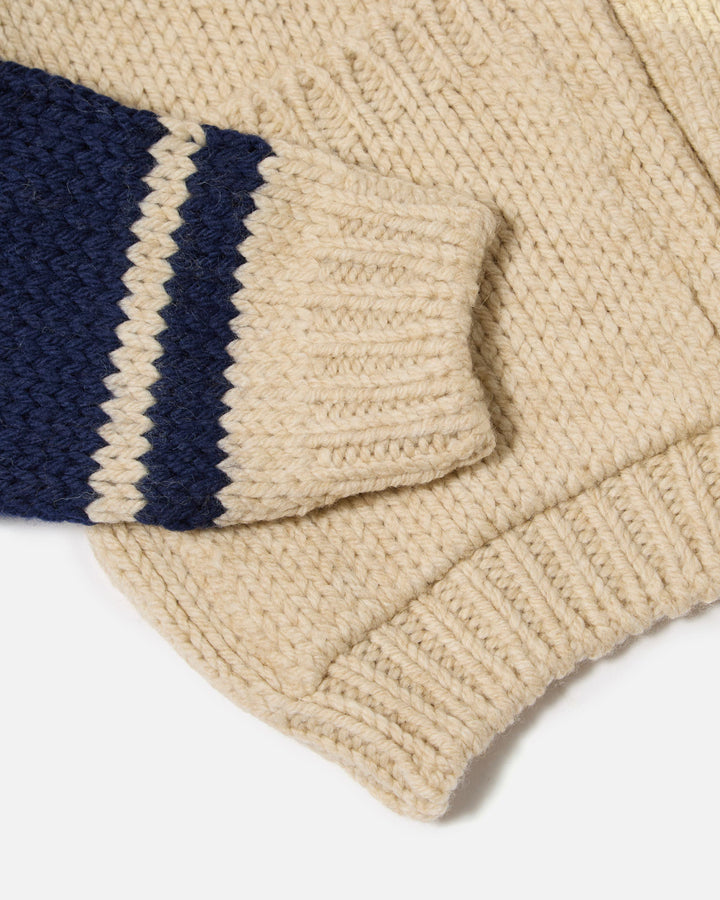Langdale Cardigan Chunky Knit Stripe Sand