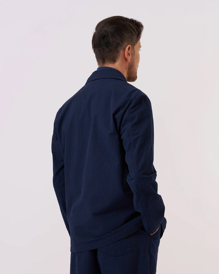 Two Button Jacket Derby Stripe Navy