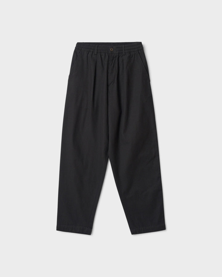 Pleated Track Pant Brushed Moleskin Black