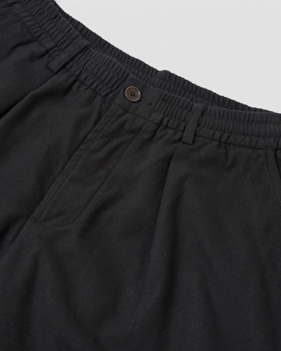 Pleated Track Pant Brushed Moleskin Black