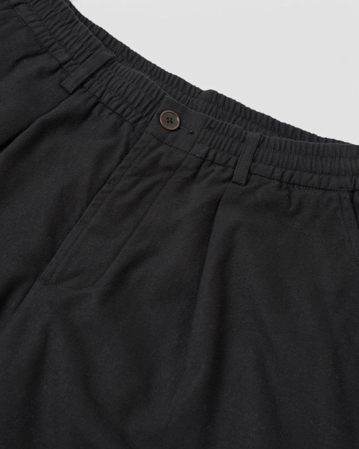 Pleated Track Pant Brushed Moleskin Black