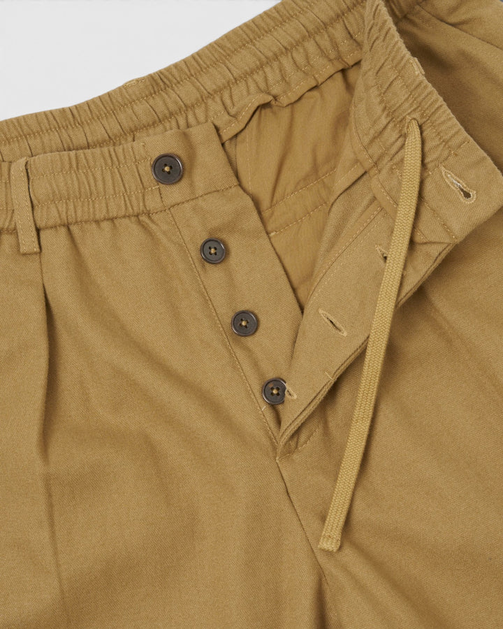 Pleated Track Pant Brushed Moleskin Sand