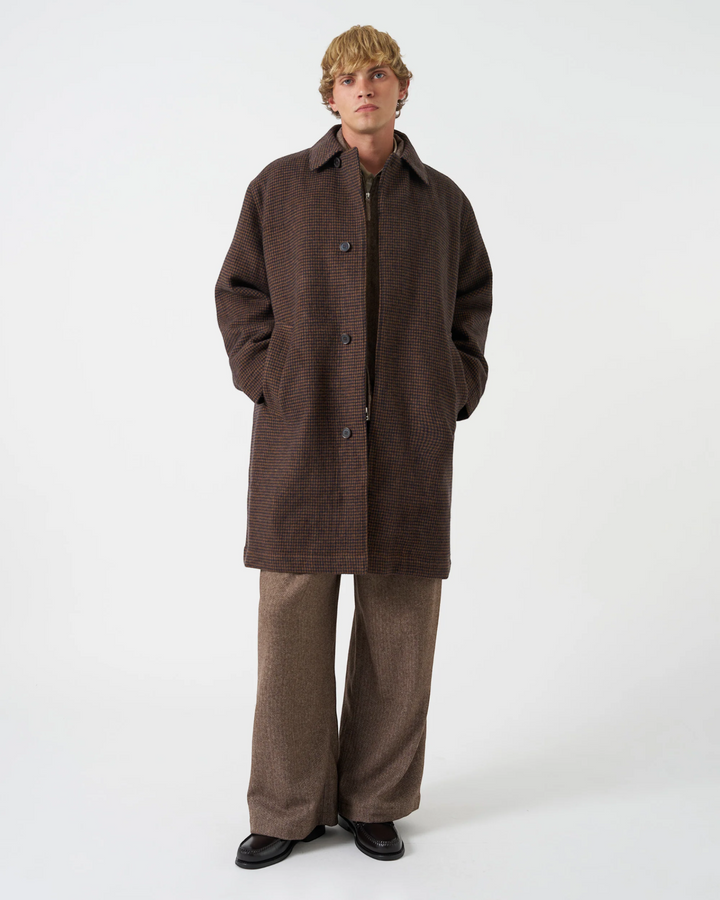 Stan Coat Wool Tweed Mix Navy/Brown