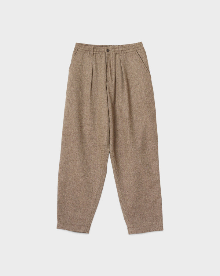 Pleated Track Pant Wool Herringbone Brown