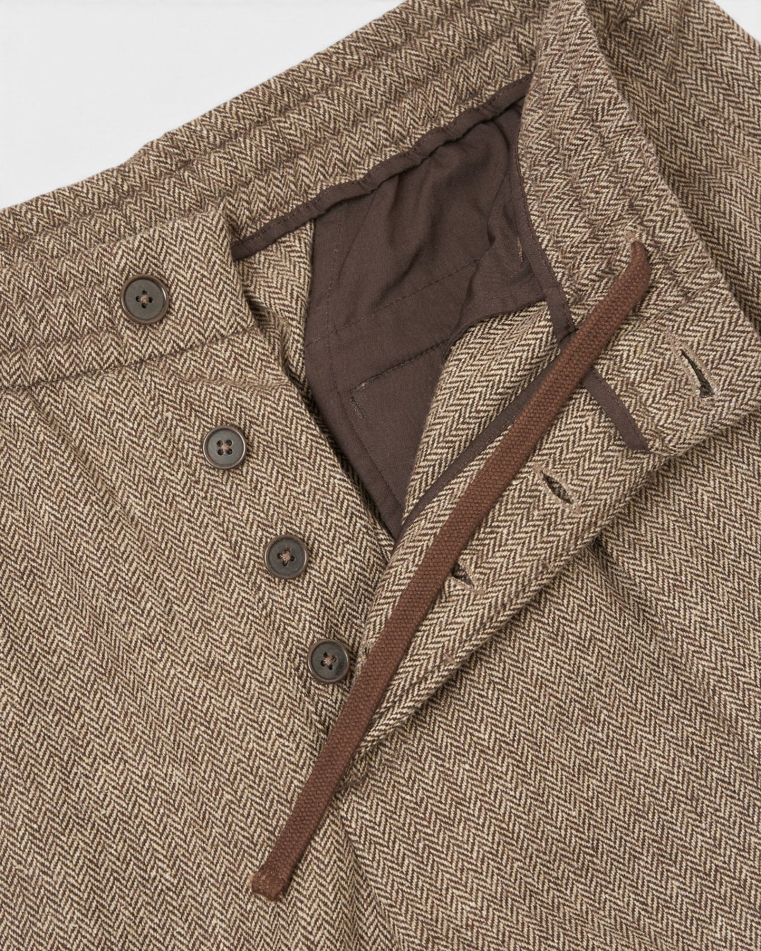 Pleated Track Pant Wool Herringbone Brown