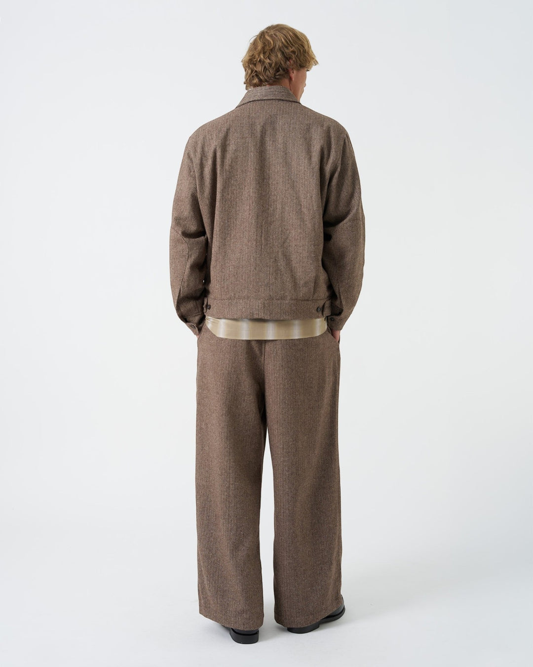 E130 Jacket Wool Herringbone Brown