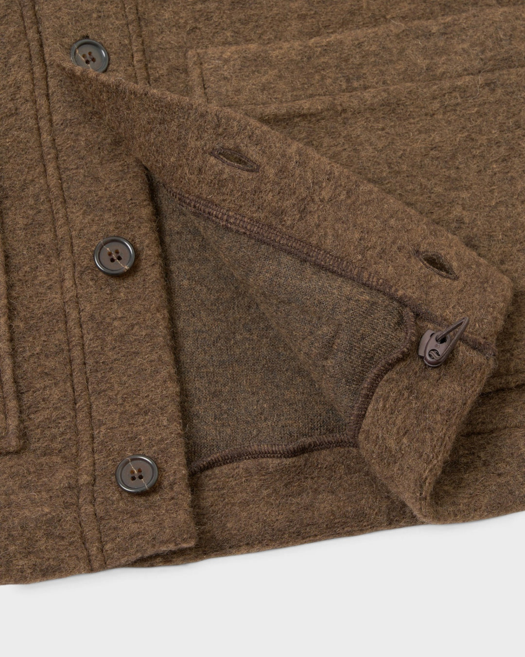 Advance Cardigan Wool Fleece Brown Marl - détail intérieur