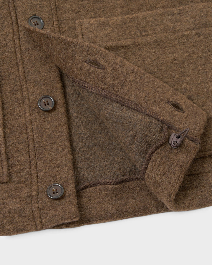 Advance Cardigan Wool Fleece Brown Marl - détail intérieur