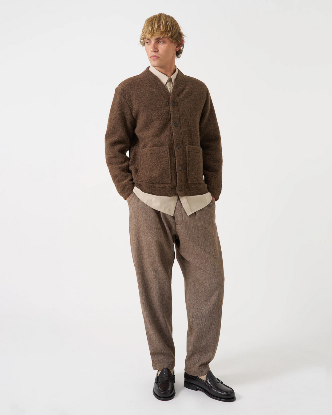 Advance Cardigan Wool Fleece Brown Marl