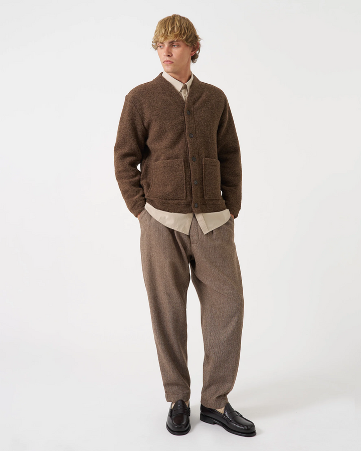 Advance Cardigan Wool Fleece Brown Marl
