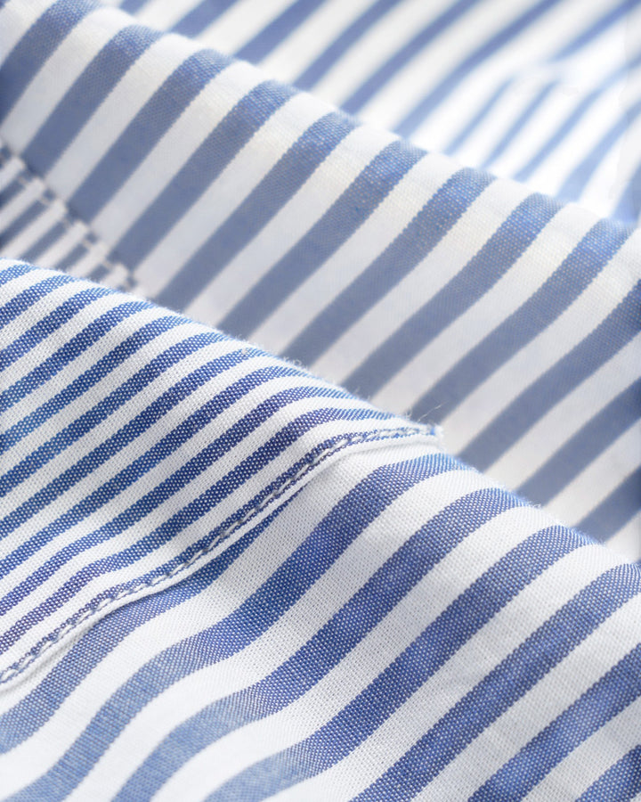 Patched Lazy Day Shirt Queens Cotton Navy – détail du tissu rayé