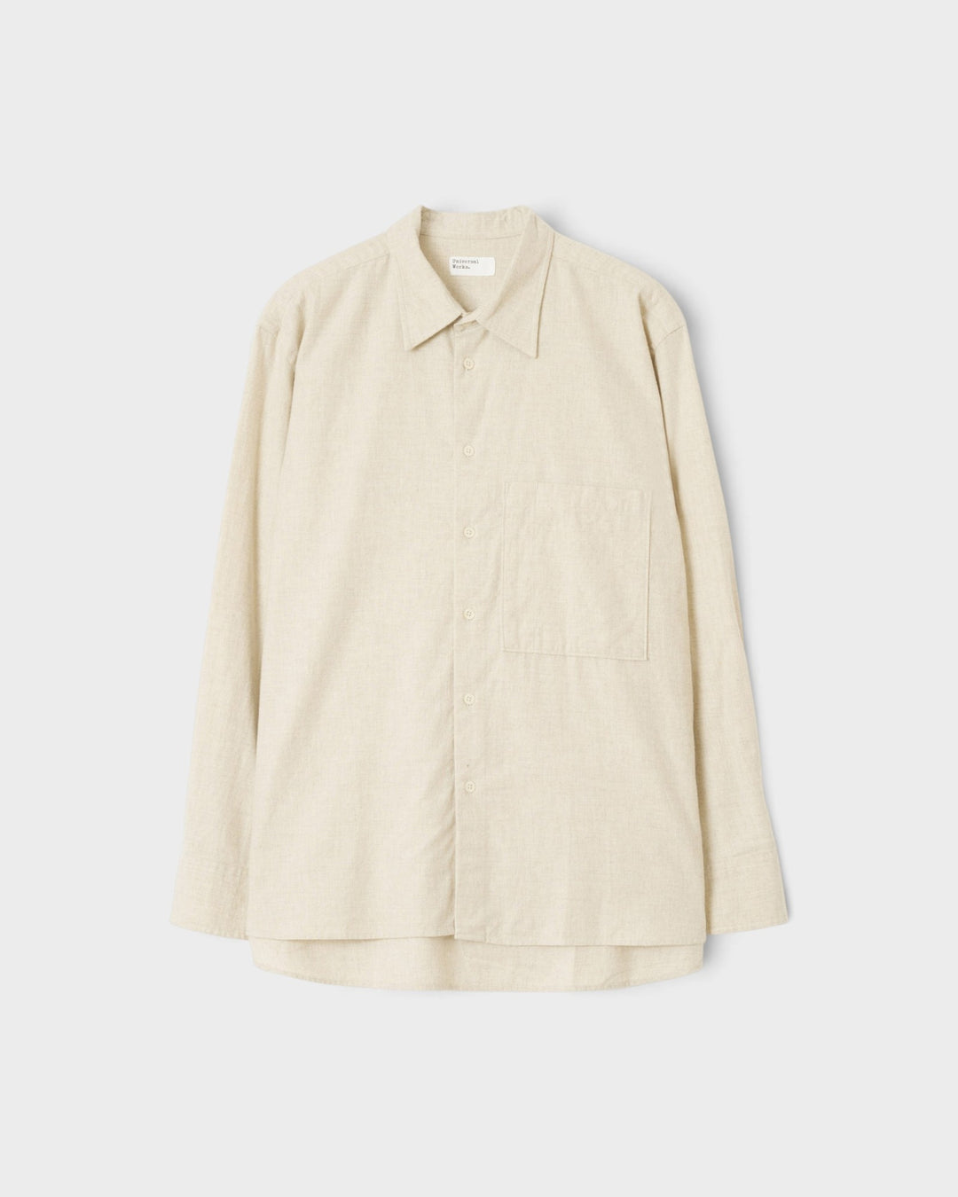 Square Pocket Shirt Brushed Flannel Ecru – vue de face