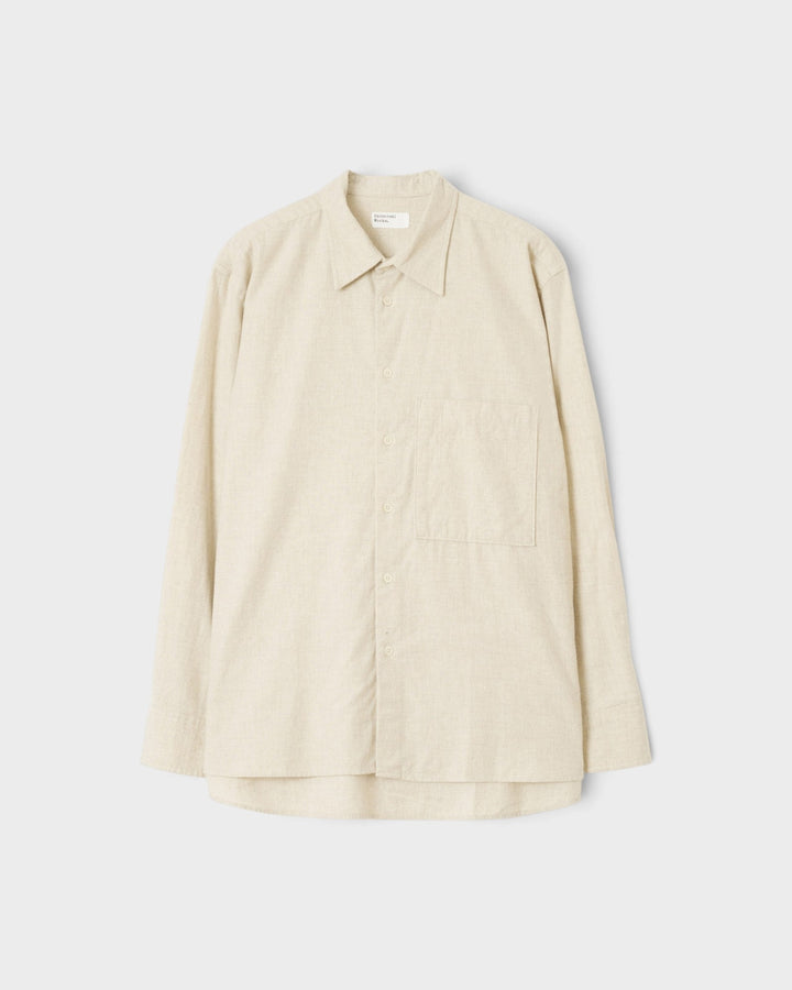 Square Pocket Shirt Brushed Flannel Ecru – vue de face