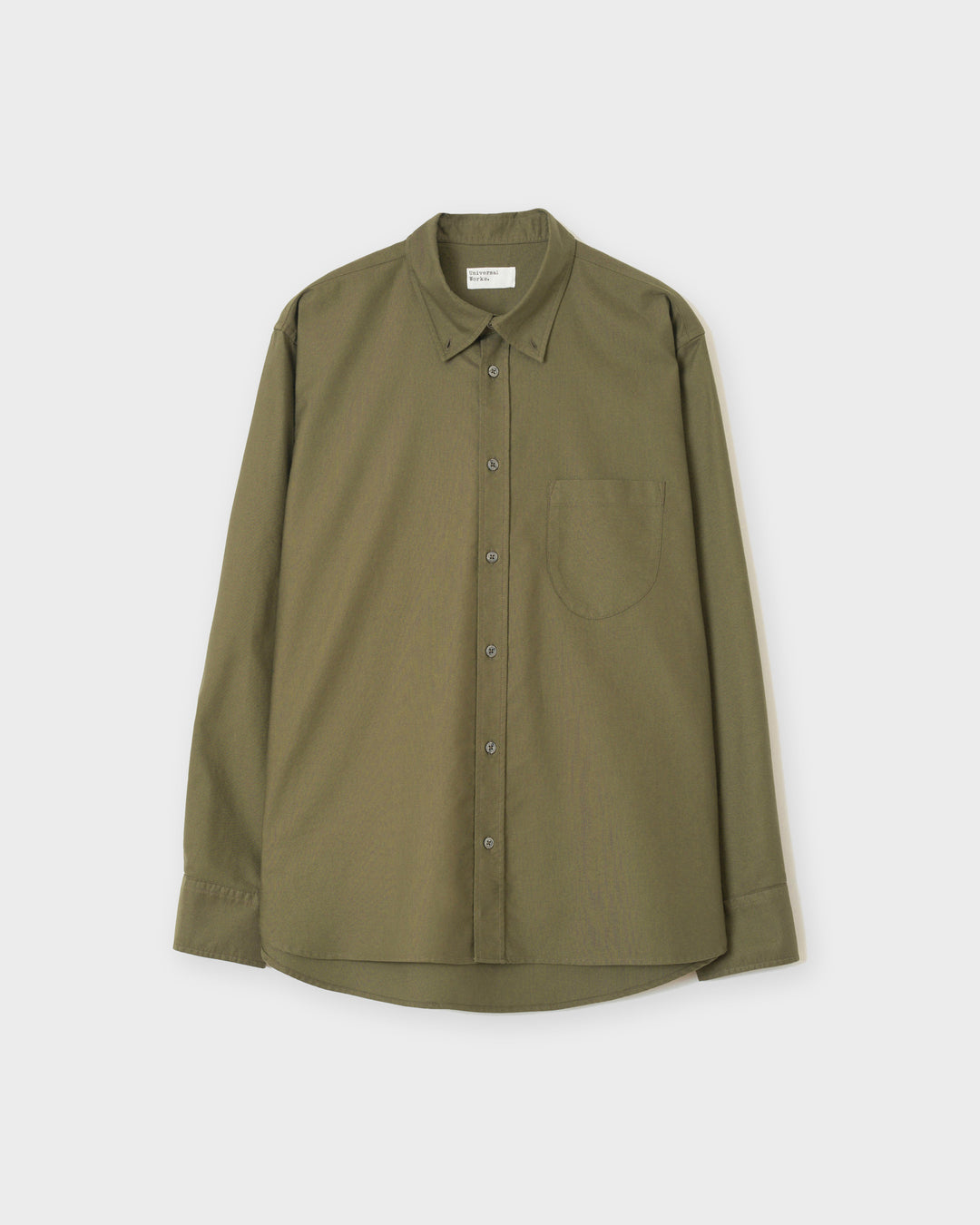 Chemise Universal Works Lazy Day Shirt R. Oxford Olive à plat