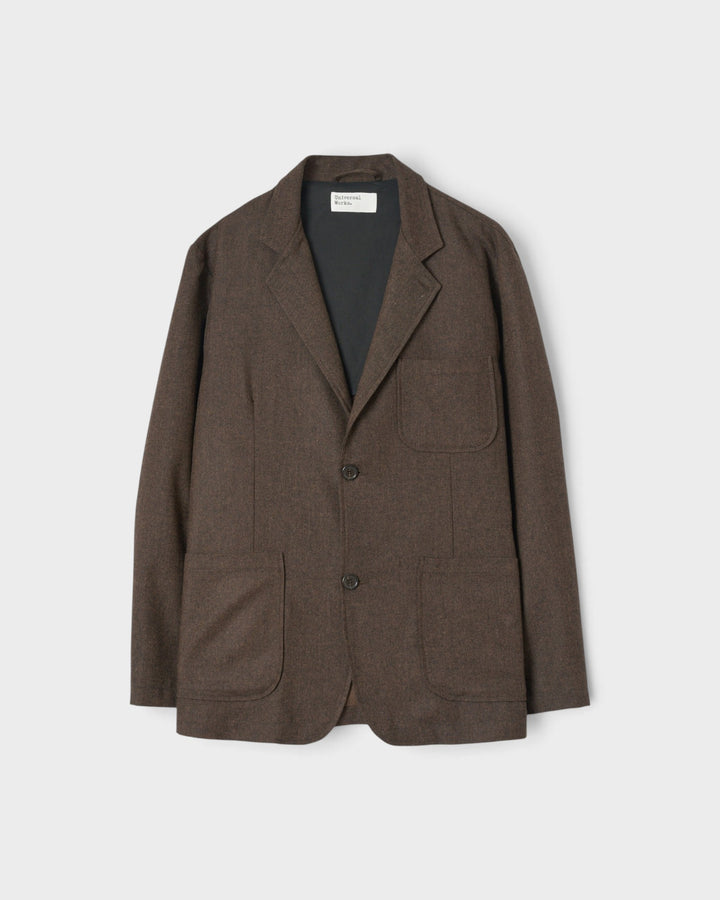 Two Button Jacket Recycled Italian Tweed Brown – vue de face
