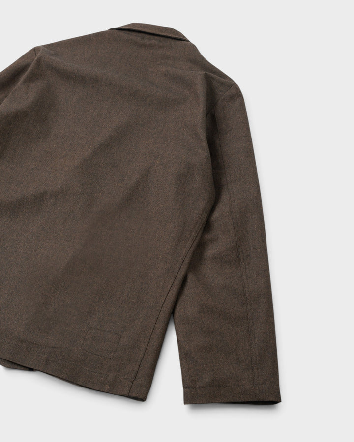 Two Button Jacket Recycled Italian Tweed Brown – vue de dos et manche