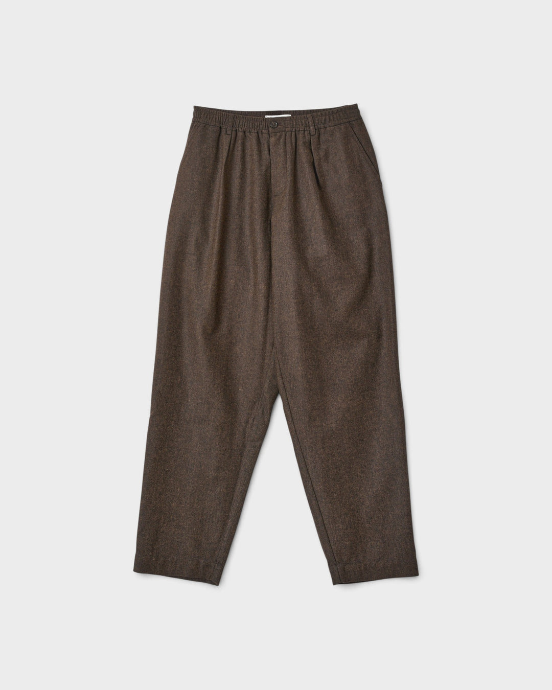 Pleated Track Pant Recycled Italian Tweed Brown – vue de face