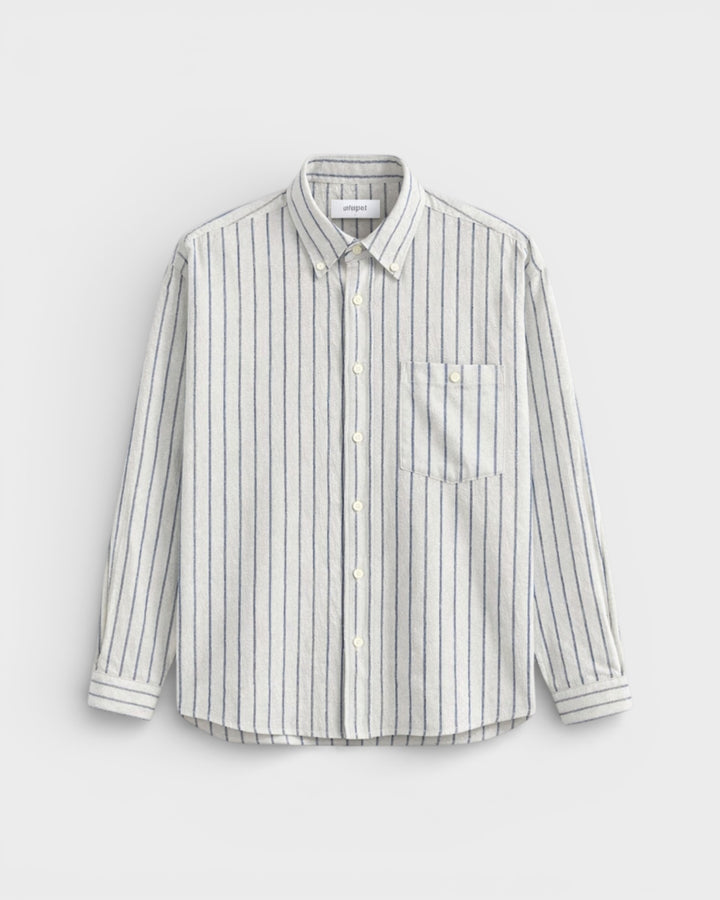 Long Sleeve Baggy Shirt Seersucker Blue Stripes