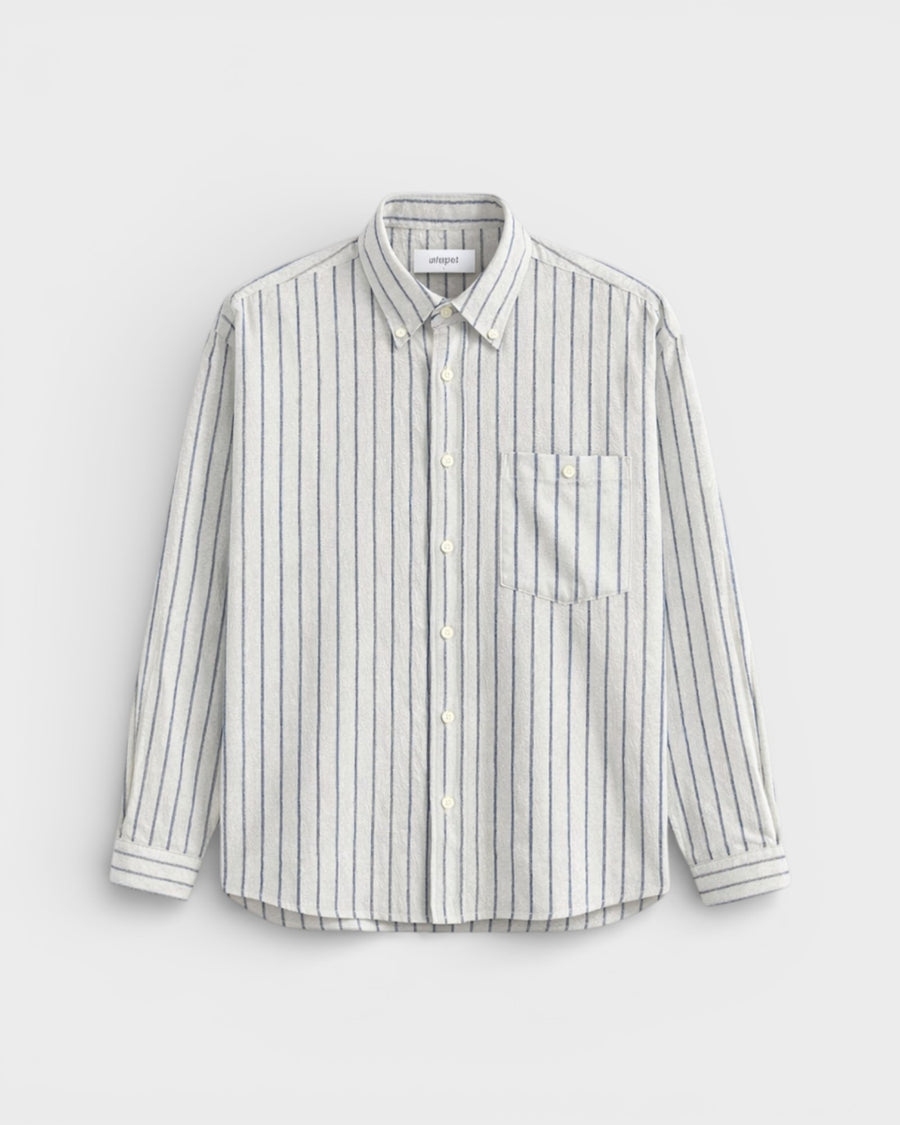 Long Sleeve Baggy Shirt Seersucker Blue Stripes
