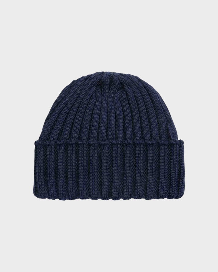 Bonnet à côtes Bleu Ancre 100% laine mérinos