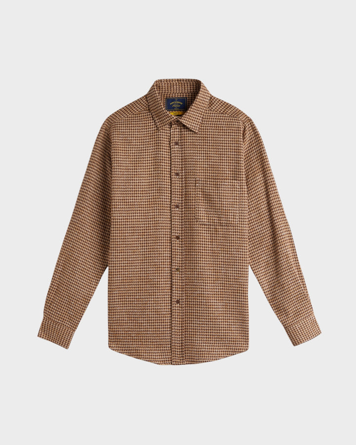 Abstract Pied Poule Flannel Shirt Brown