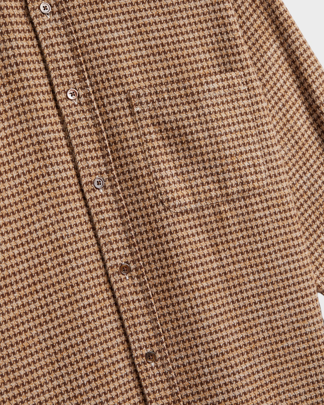 Abstract Pied Poule Flannel Shirt Brown