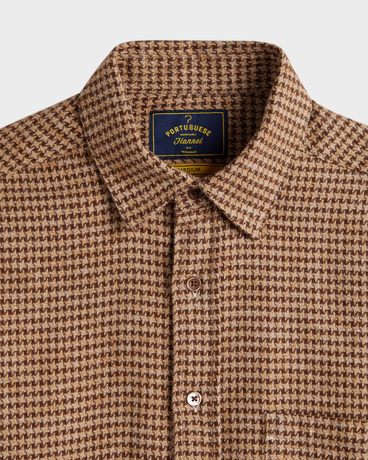 Abstract Pied Poule Flannel Shirt Brown