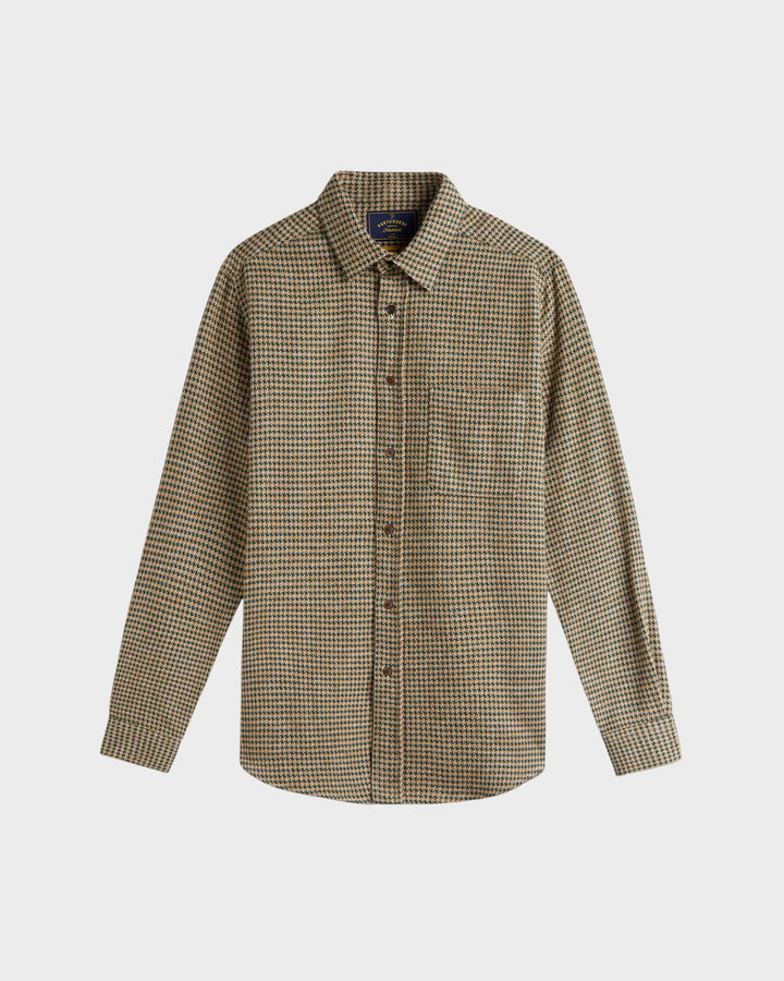 Abstract Pied Poule Flannel Shirt Green