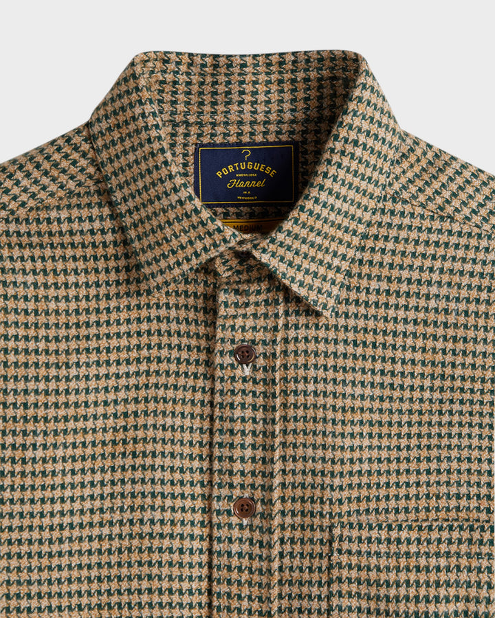 Abstract Pied Poule Flannel Shirt Green