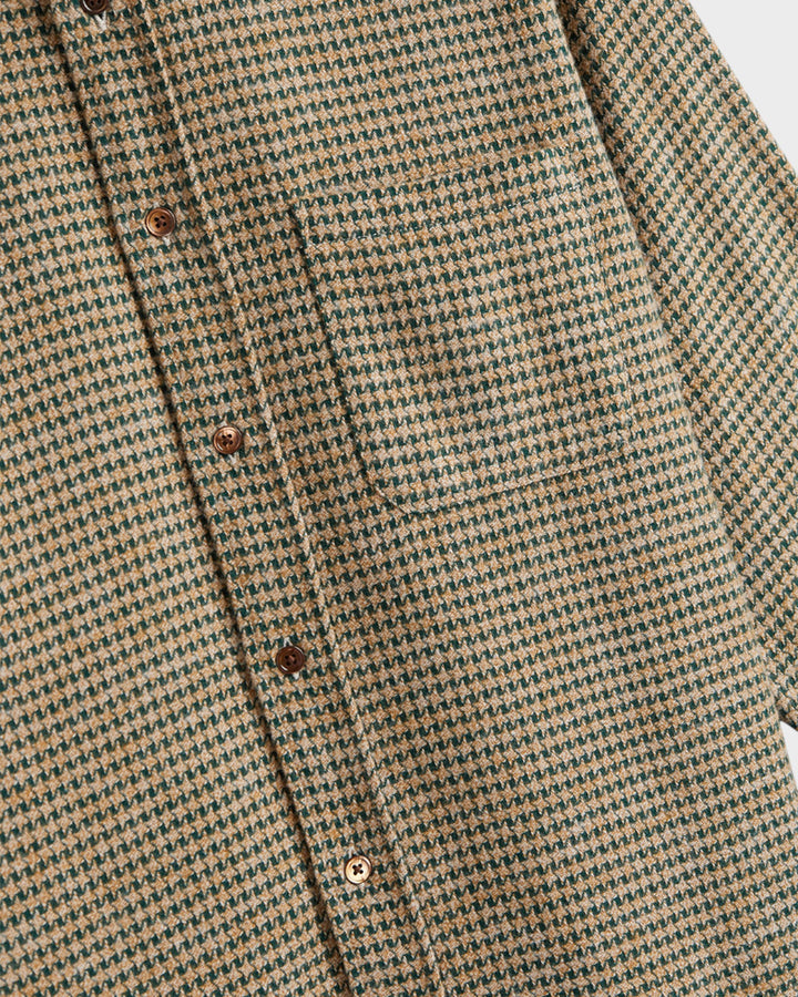 Abstract Pied Poule Flannel Shirt Green