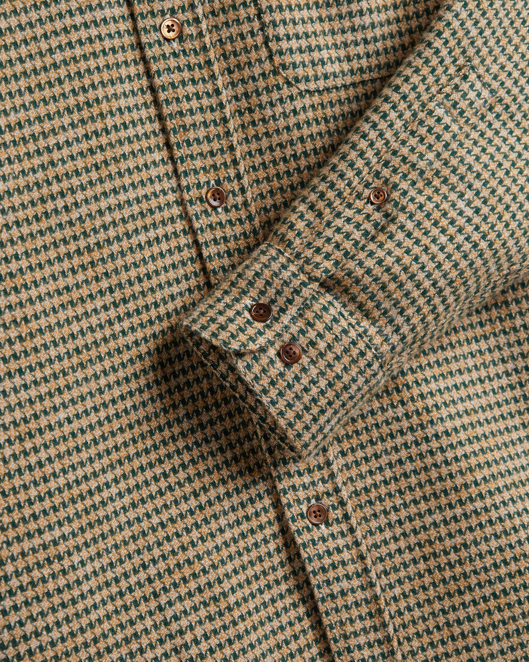 Abstract Pied Poule Flannel Shirt Green