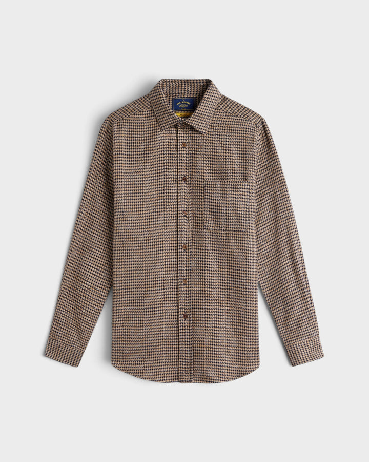 Abstract Pied Poule Flannel Shirt Navy
