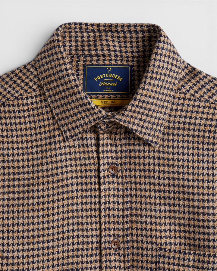 Abstract Pied Poule Flannel Shirt Navy