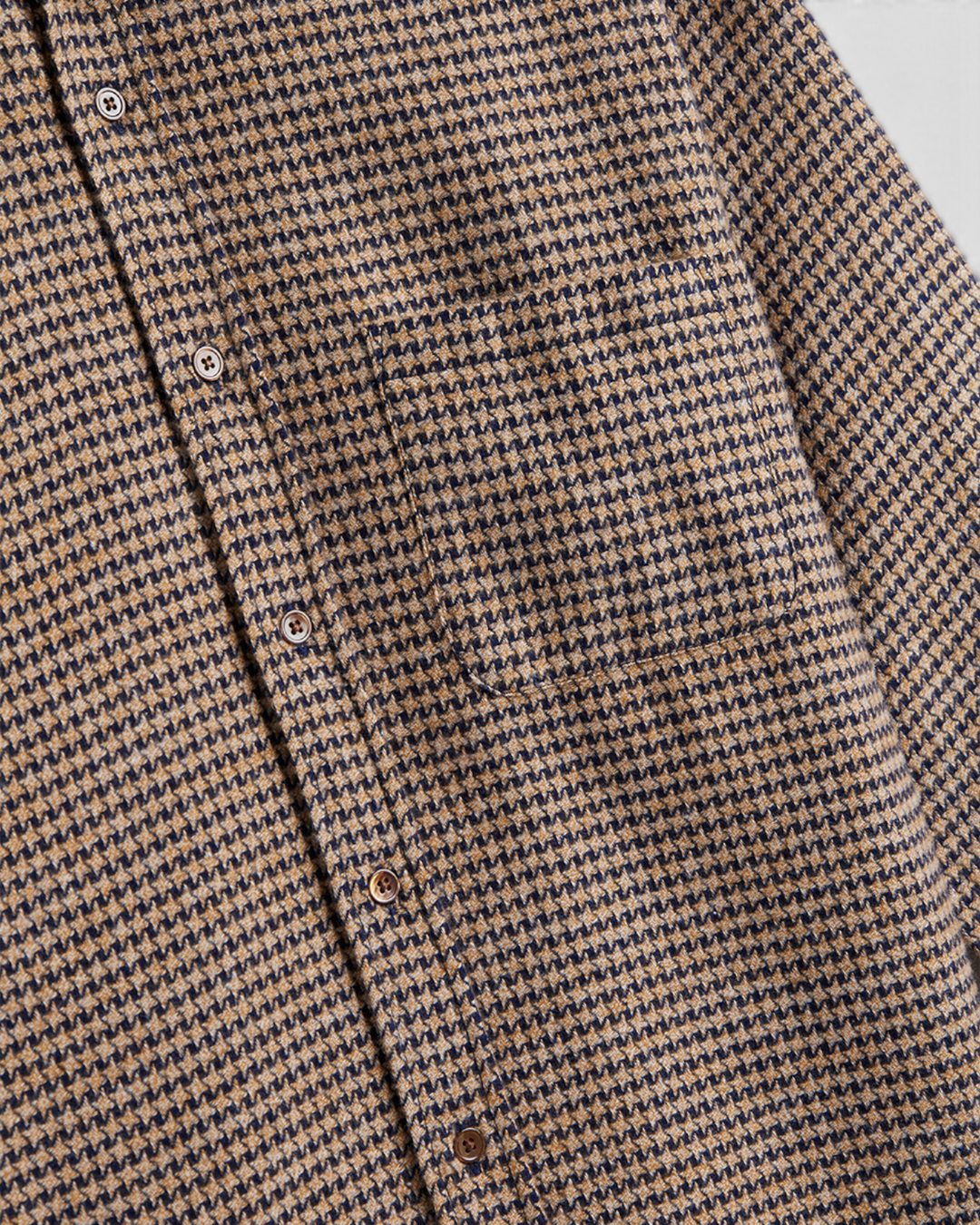 Abstract Pied Poule Flannel Shirt Navy