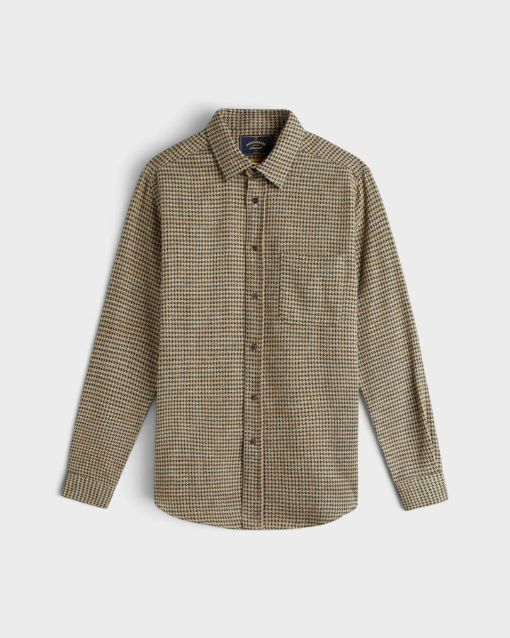 Abstract Pied Poule Flannel Shirt Green
