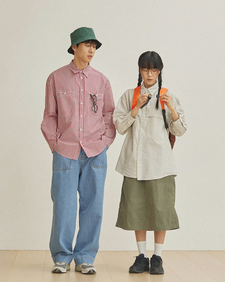 Stripe Pocket Work Shirt Ivory