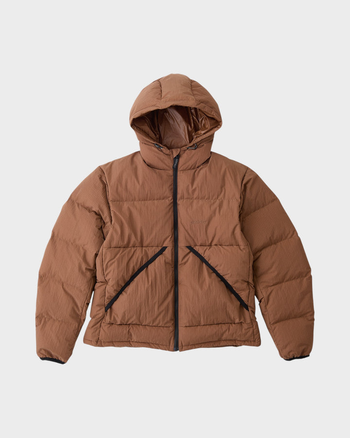Down Puffer Hooded Jacket Brown