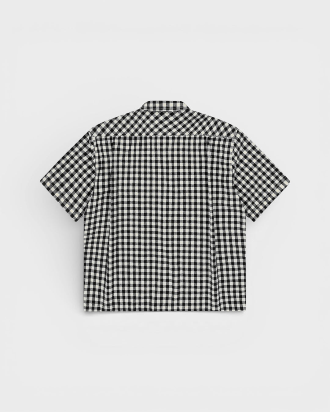 Gingham Check Linen Half Jacket Black
