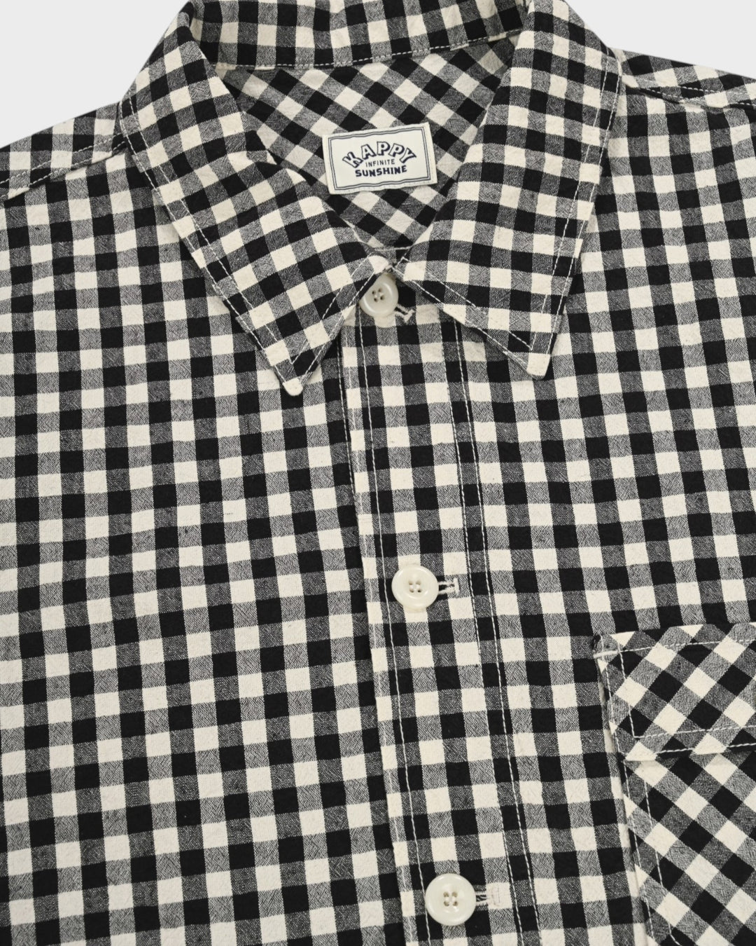 Gingham Check Linen Half Jacket Black