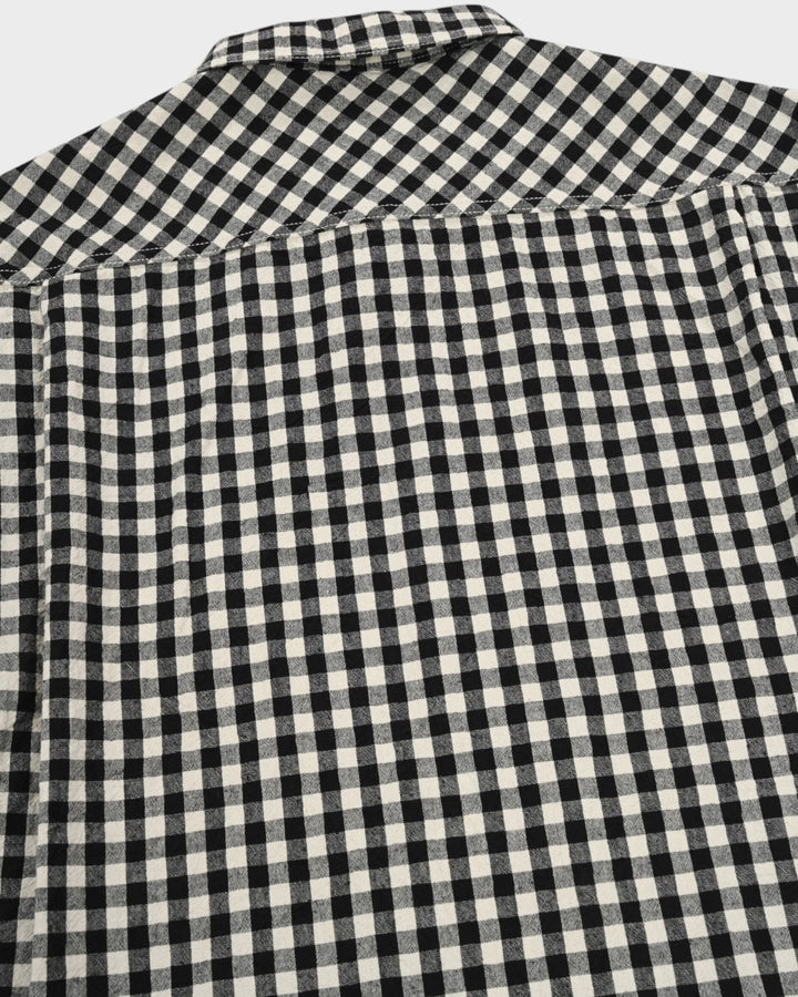 Gingham Check Linen Half Jacket Black