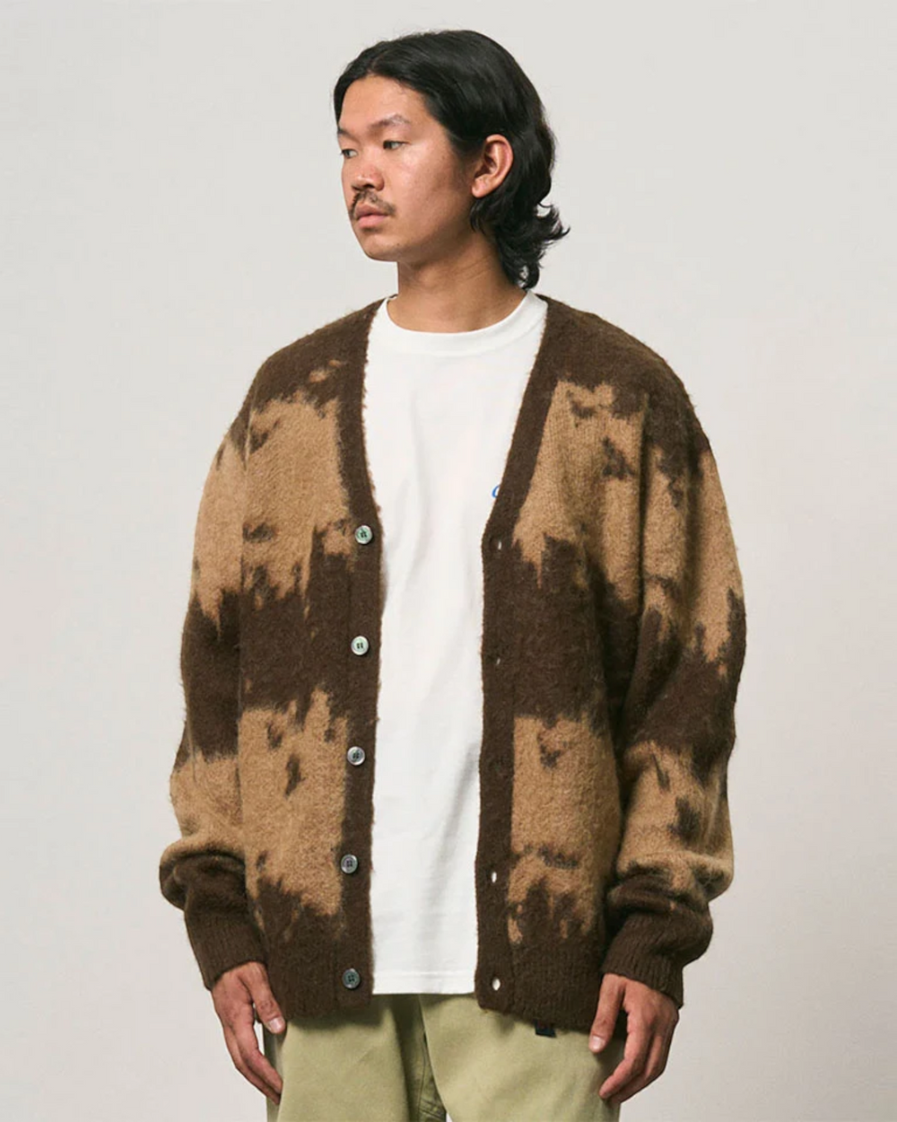 Gramicci Mohair Splatter Cardigan Taupe Splatter - vue 2