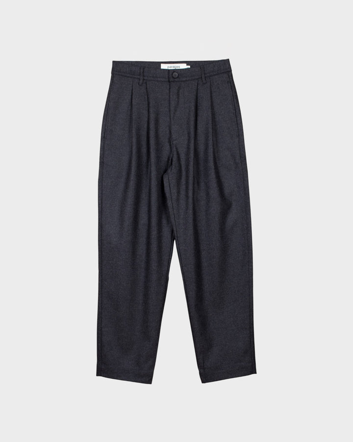 Double Pleats Flannel Pants Dark Grey Mel
