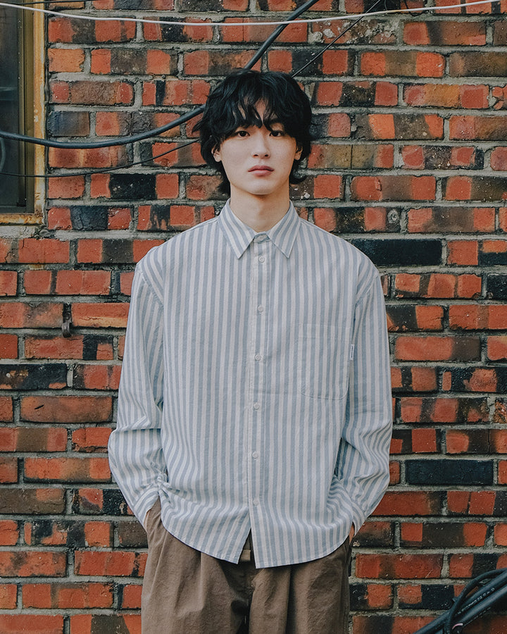 Melange Stripe Shirt Sky Blue